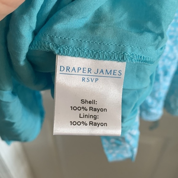 DRAPER JAMES RSVP Keyhole Pleat Neck Dress‎ Turquoise Blue White XXL  NWT - Picture 6 of 12